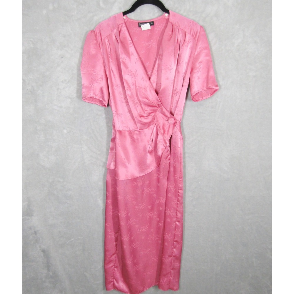 Irresistible II Pink Floral Short Sleeve Wrap Dress Vintage Style Size 7